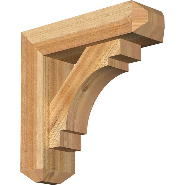 Ekena Millwork Merced Craftsman Rough Sawn Bracket w/ Offset Brace, Western Red Cedar, 6"W x 20"D x 20"H BKT0604X20X20MRC04RWR - main